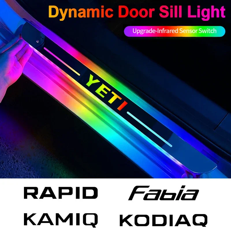 

Car Door Sill Threshold Lamp LED Welcome Plate Pedal Light For Skoda Octavia Fabia Rapid Superb Kodiaq Scala Karoq YETI Kamiq