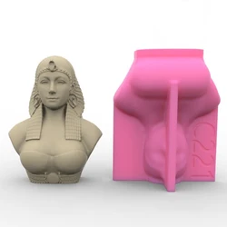 Big Size Cleopatra Statue Silicone Candle Mold Queen Of Egypt Handmade Gypsum Cement Candle Making Mould Home Decor Crafts