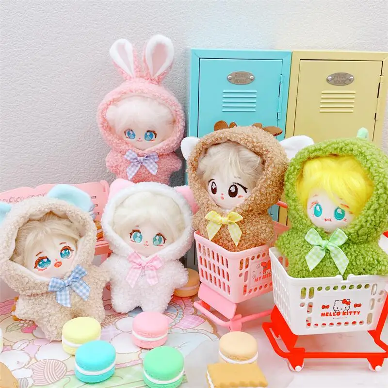 Doll Clothes for 10cm Idol Cotton Doll Outfit Accessories Kawaii Cartoon Fluffy Animals Cat Bear Suit Elk DIY Clothing Kids Gift