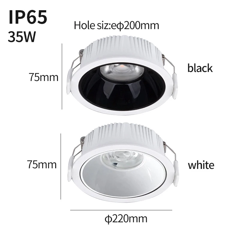 Oprawa typu downlight IP65 wodoodporna lampa sufitowa LED reflektory zewnętrzne do wpuszczanych o mocy 30 W o wysokiej jasności