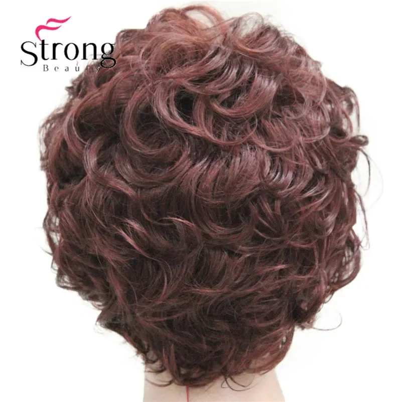 Short Soft Tousled Curls Dark Auburn Full Synthetic Wigs Women\'s Wig COLOUR CHOICES