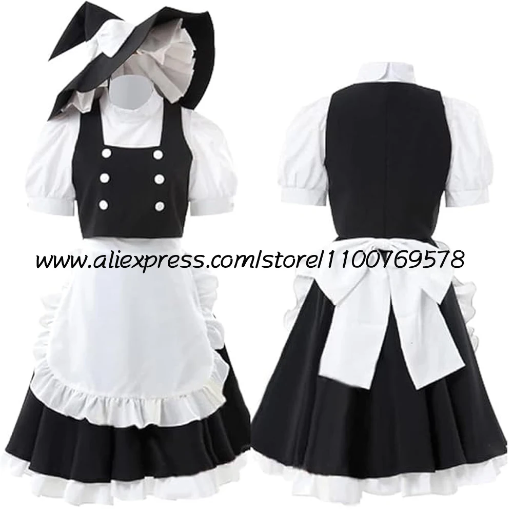 Custom size Anime Kirisame Marisa Maid Dress Cosplay Costume Uniform