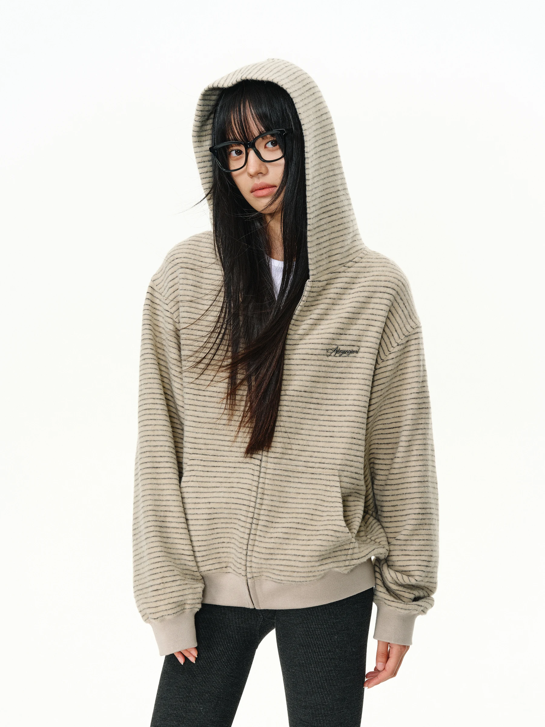 

Мужская повседневная толстовка ATRY: весенняя свободная куртка в американском стиле с полосками, на молнии, с капюшоном, кардиган для пар с меховым воротником