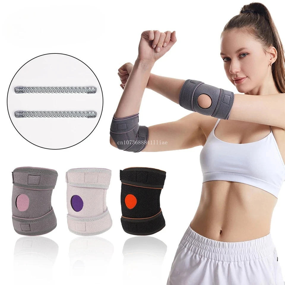 1PCS Adjustable Elbow Support Elastic Double Compression Elbow Pad Spring-loaded Elbow Pads For Fitness Sports Basketball