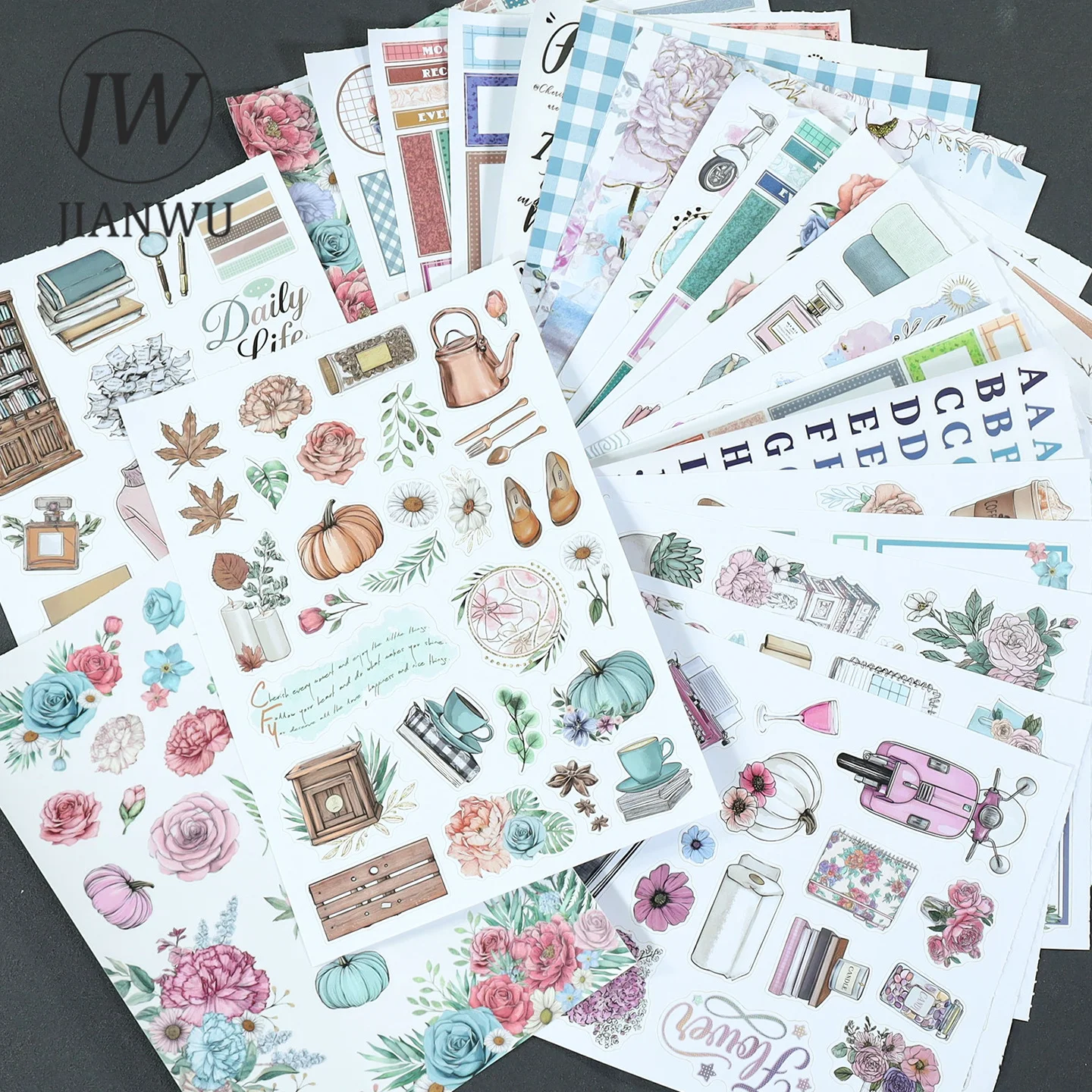 JIANWU Vintage Flower Border Label Landscape Material Collage Scrapbooking Sticker Book Creative DIY Journal Stationery