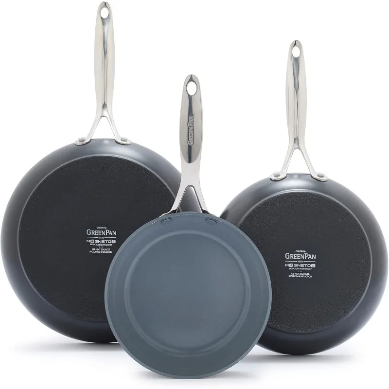 Hard Anodized 3 Piece Fry Pan Skillet Set, Ceramic Nonstick 8