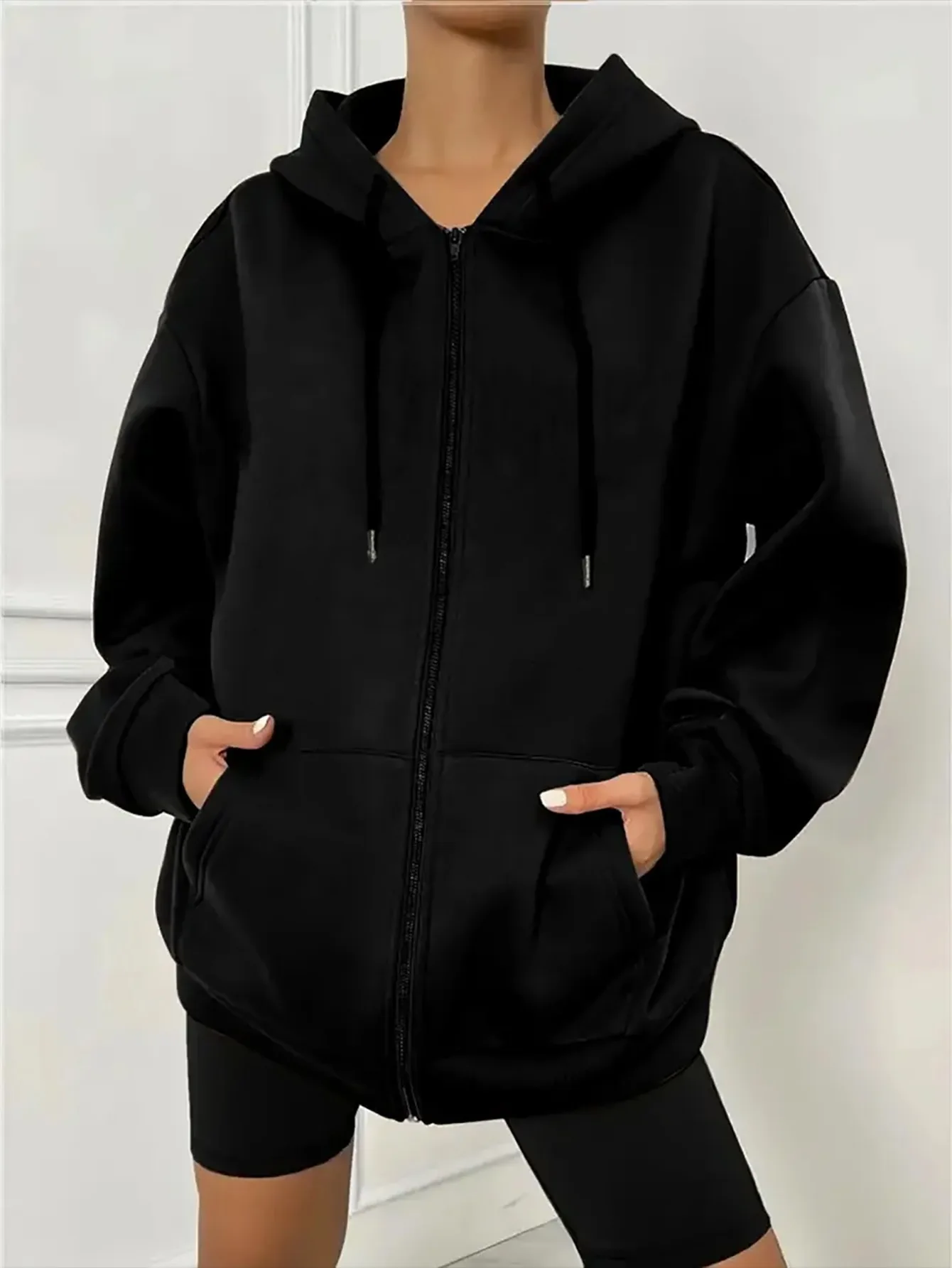 سترة بغطاء للرأس بنمط هالو كيتي من سانريو - سترة كاجوال بسحاب للخريف/الشتاء مع جيوب ملابس y2k