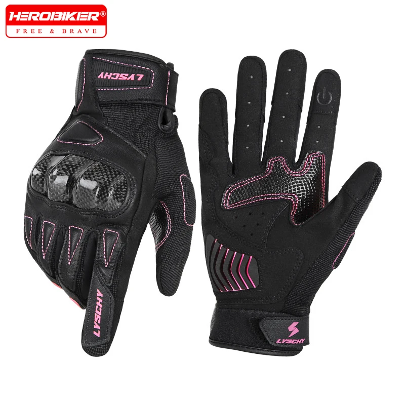 

Motorcycle Gloves Goat Leather Men Women Summer Breathable Full Finger Protective Gloves Motorbike Bicycle Cycling Riding Glove