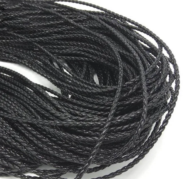 5meter Black Braided PU Leather Bracelet Findings 3/4/5/6mm Round Jewelry Cord String Rope DIY Necklace Bracelet Making