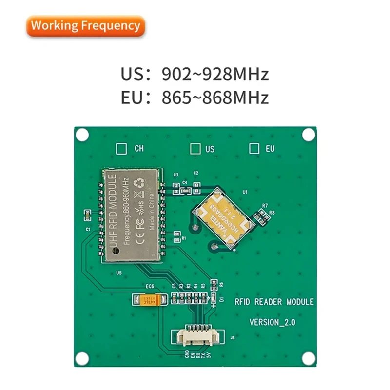 Módulo RFID UHF para antena All-in-1, Ubi, 1Dbi, UE, USB, durável, fácil instalação, 868-928Mhz, 35x35mm, 1Dbi