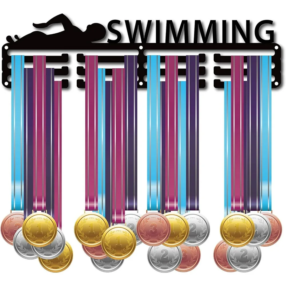 Medal Holder Sport Swimming Swimmer Medal Display Stand Wall Mount Hanger Decor Medal Holders for Runners for Home Badge Storage