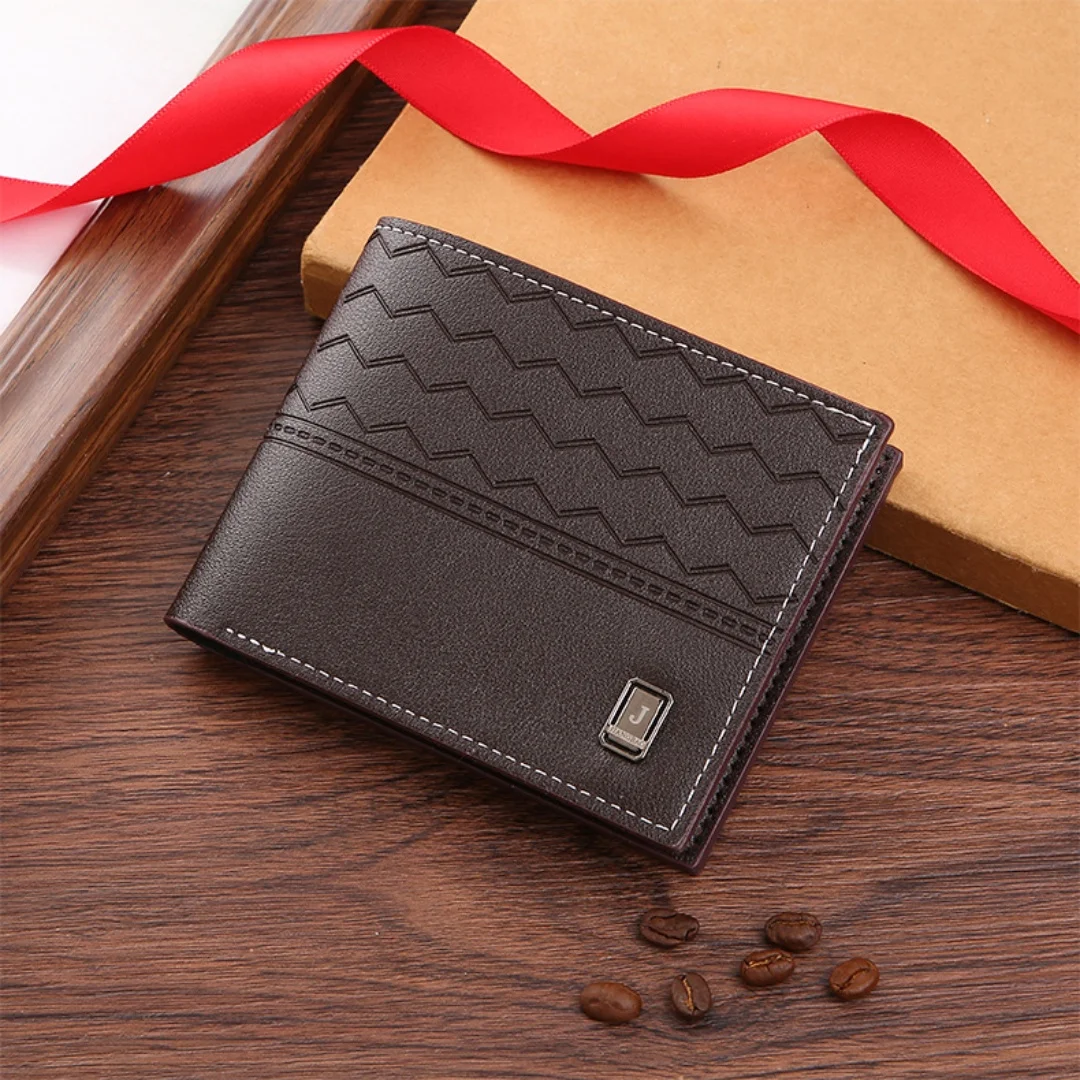 Casual Wallet For Men Leather Short Man Wallets Coin Pouch Male Slim Bifold Photo ID Card Holders Purse Money Clip