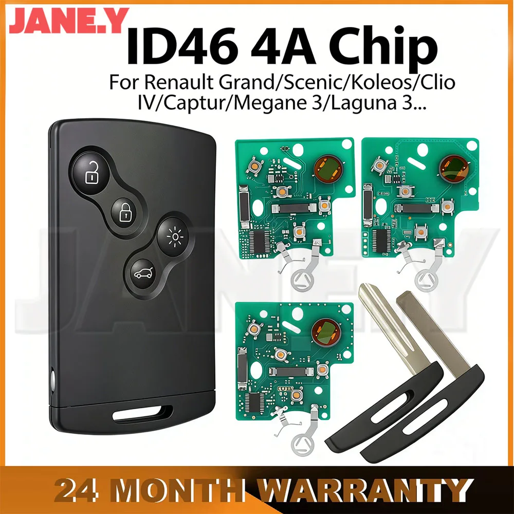 

JANE.Y - Hands Free Keyless Car Remote Key For Renault Grand Scenic Koleos Fluence Captur Megane Laguna 3 Smart Key ID46 4A Chip