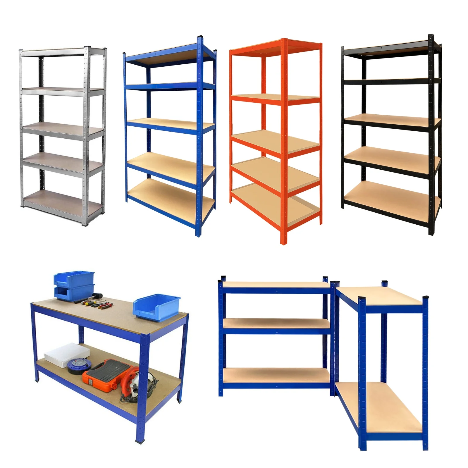 5 Tier Garage Shelves Metal Storage Shelves,Heavy-Duty Shelving Units,Boltless Assembly for Warehouse Office,875 kg Capacity