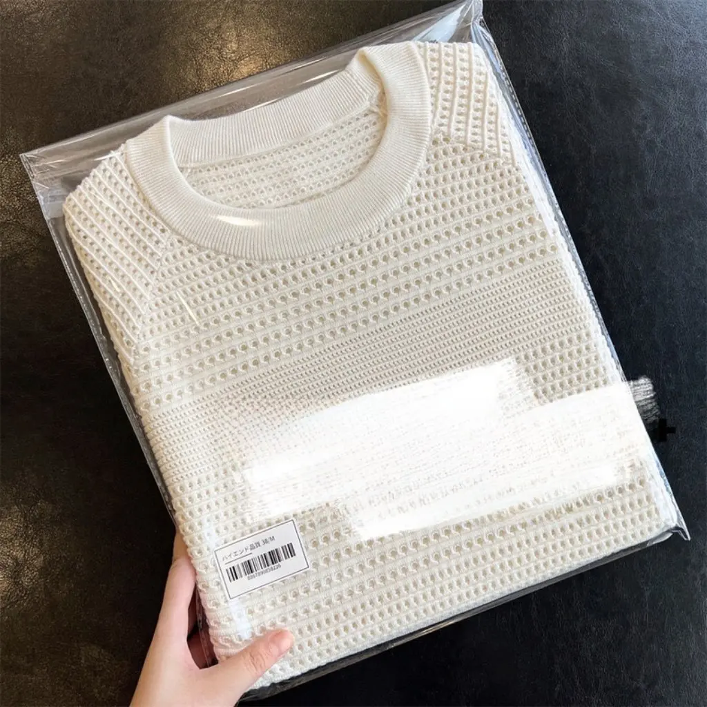 

Xiaohe Women's Cotton T-shirt French High-end Heavy Industry Crochet Hollow Knitwear Casual Short-sleeved Top for Summer