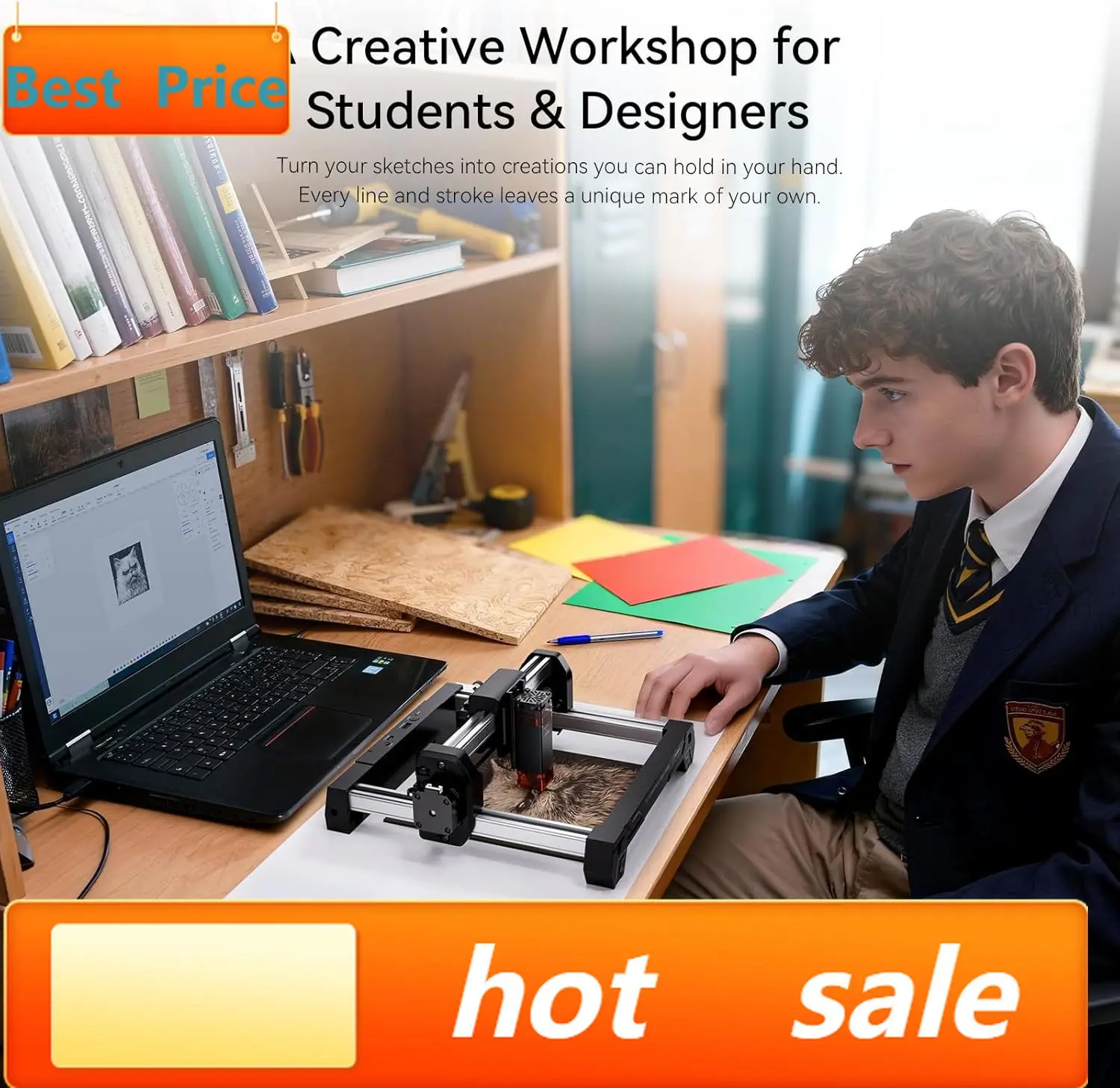 

Популярный лазерный гравер ATOMSTACK Swift 3W для начинающих, настольный лазерный резак, полностью собранный, рабочая область 135×145 мм