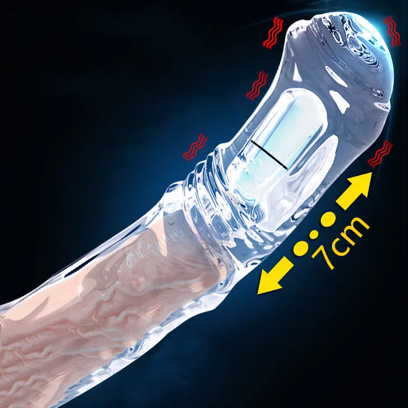 Reusable Penis Sleeve Vibrator Penis Ring Penis Enlargement Extension 2.75 Inch Clear Cock Ring Extender Dick Enlarger for Men