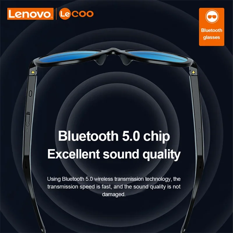 Originale Lenovo Lecoo C8 occhiali auricolari Wireless Bluetooth 5.0 occhiali da sole Sport all\'aria aperta auricolari HiFi cuffie musicali Stereo