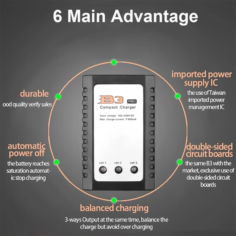 B3 Gebalanceerde Oplader Model Vliegtuig Lithium Batterij 2s3S 7.4V 11.1V Model Vliegtuig Afstandsbediening Autolader, Makkelijk Te Gebruiken Ons-Plug
