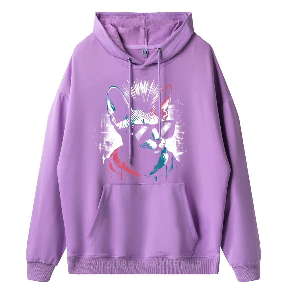 Sphynx Cat Punk Vintage Graphic Canadian Sphynx Lover Cute Oversized Hoodie Camiseta Masculina Thanksgiving