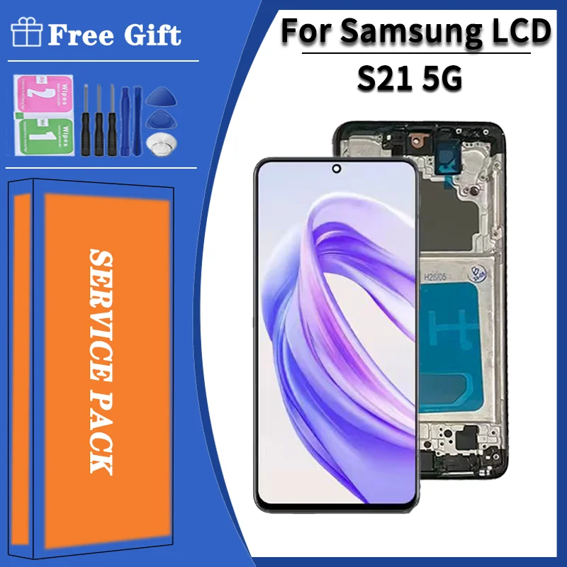 삼성 S21 5G G991B G991N G991U LCD 디스플레이 터치 스크린 디지타이저 프레임 포함 TFT S21 디스플레이 화면 교체