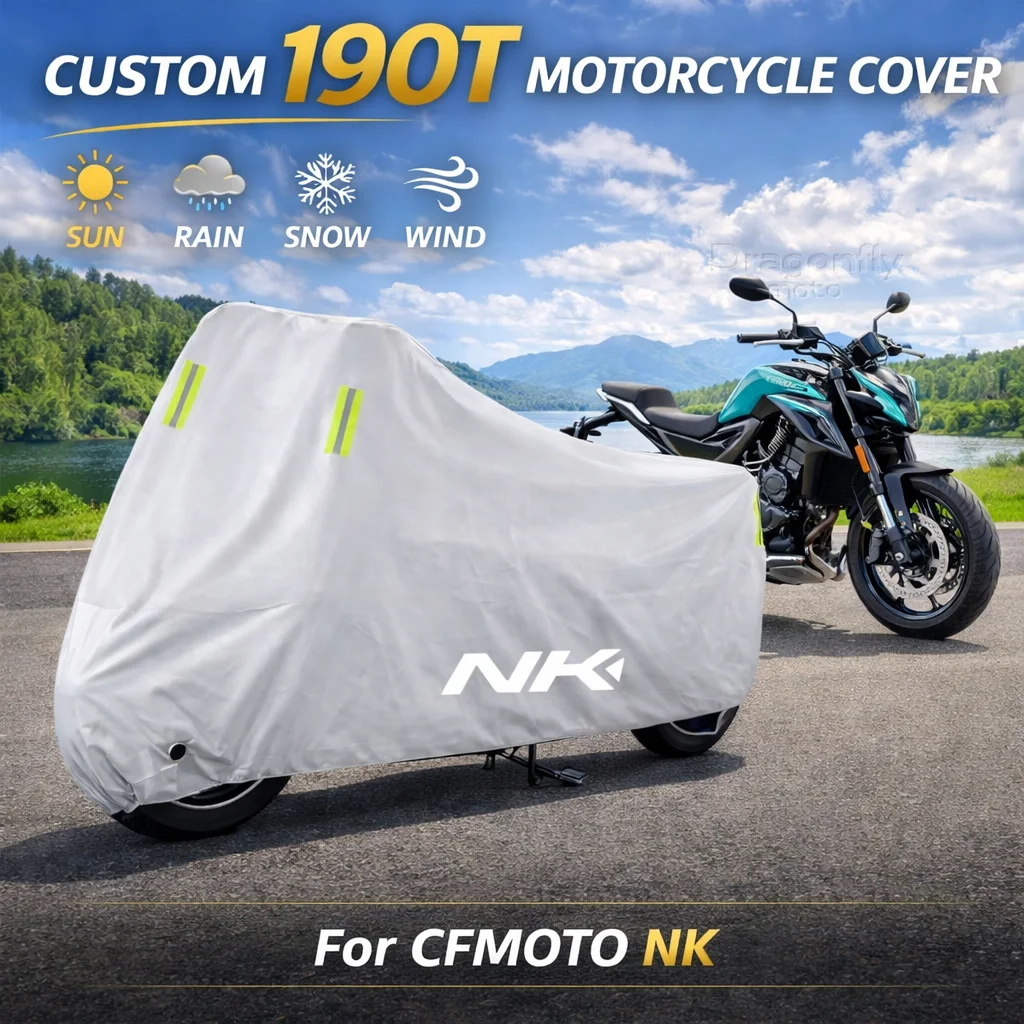 

For CFMOTO 450NK 675NK 800NK 125NK NK 675 450 800 Motorcycle Cover Silver Waterproof UV Rain Dust Sun Outdoor Indoor Protector