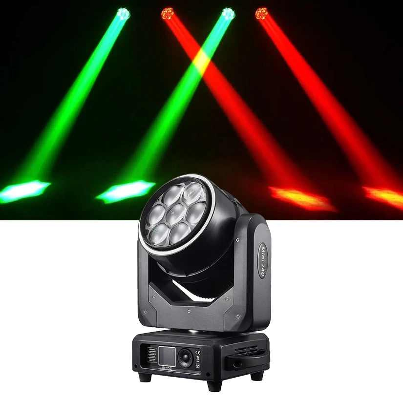 350W RGBW Bee Eye Zoom Moving Head Light 7x40W 5.5°-60° Zoom DMX512 Sound Activated Stage Light For Wedding Concert Club Party