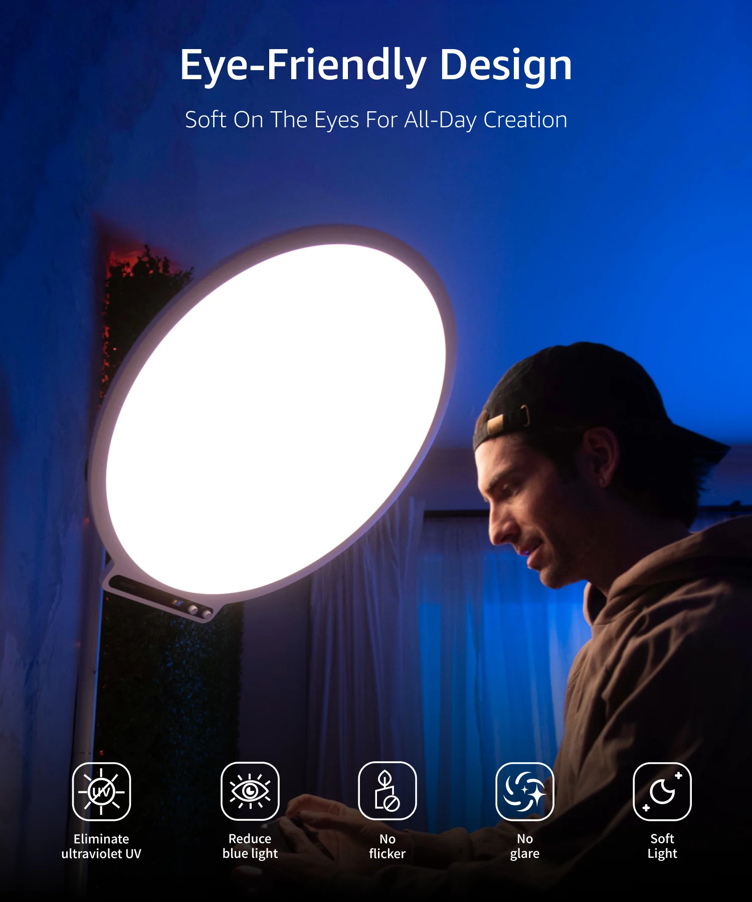 amaran Verge Max Kit 55cm Circular Edge-Lit Panel Light 2700K-6500K for Home studios Livestreamers Desktop Creators by Aputure