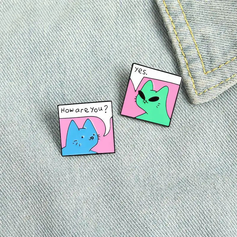 Meme Enamel Pin Custom Funny Cats Greetings Not Listening Brooches Bag Lapel Pin Cartoon Animal Badge Jewelry Gift for Friends