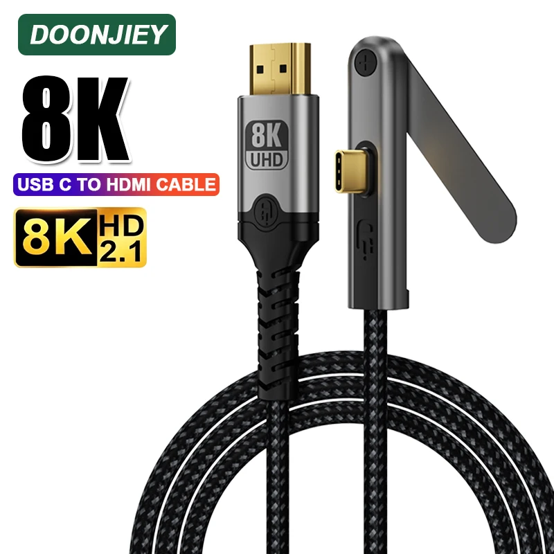 

DOONJIEY USB C to HDMI2.1 Cable 8K@60Hz 4K@120Hz Type C to HDMI-Compatible Cable With Folding Holder For iphone 15 16 MacBook