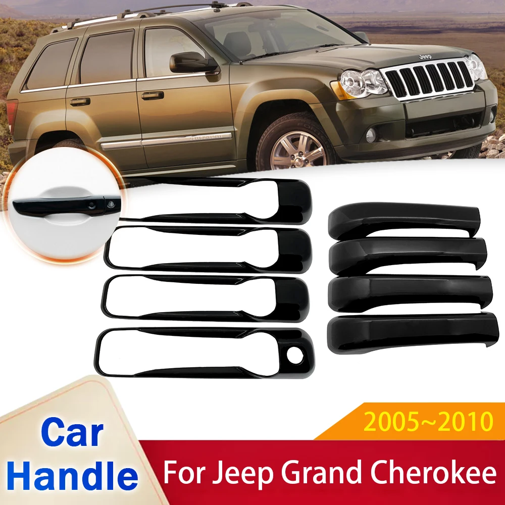 

for Jeep Grand Cherokee 3 III WK 2005 2006 2007 2008 2009 2010 Gloss Black Smart Door Handle Cover Stickers Trim Car Accessories