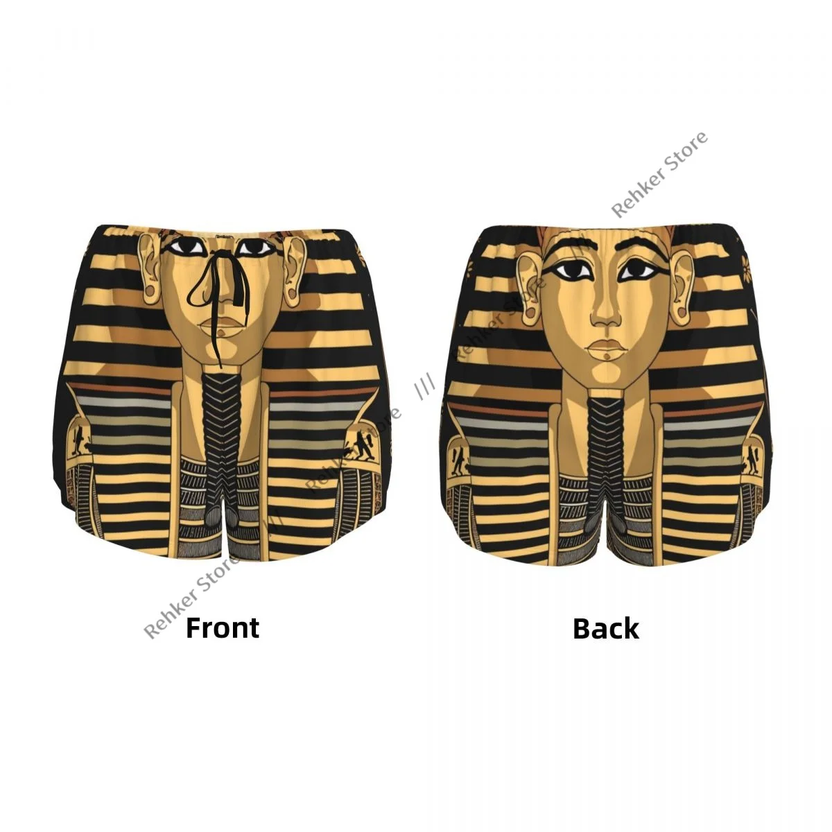 Yoga Shorts for Women Fitness Biker Workout Sports Shorts Egyptian Pharaoh With Golden Crown Quick Drying Sportwear With Pocket