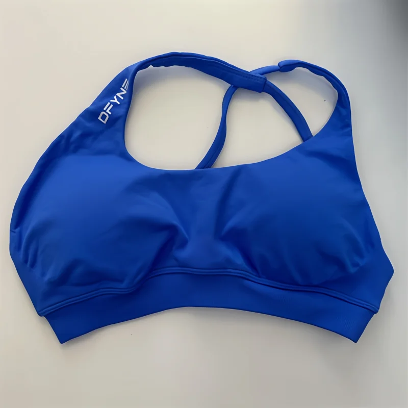 Dfyne Impact Asymmetric Sports Bra Women Seamless One-shoulder Strappy Back Bra Padded Yoga Top Bra Medium Support Gym Crop Top