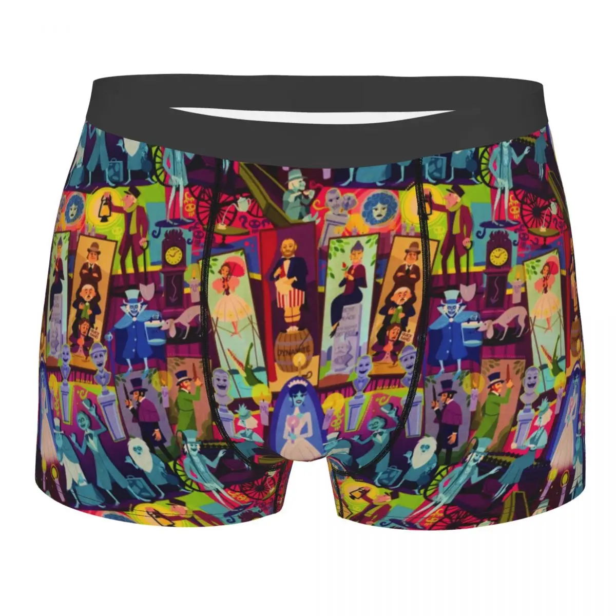 Custom Happy Haunts Haunted Mansion Men's Underwear Halloween Ghost Monster Boxer Briefs Breathable Shorts Panties Underpants