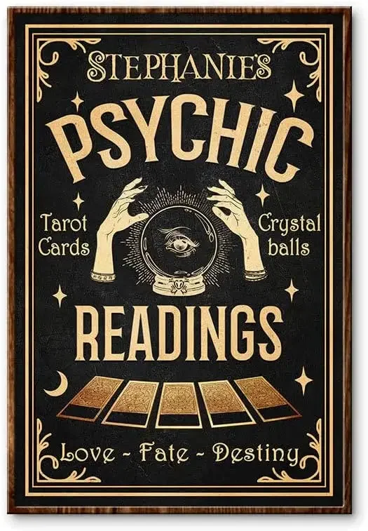 Tarot Psychic Readings Crystal Ball Poster,Tarot,Fortune Teller,Witchcraft,Halloween Decor,6x8 Inch Metal Tin Sign