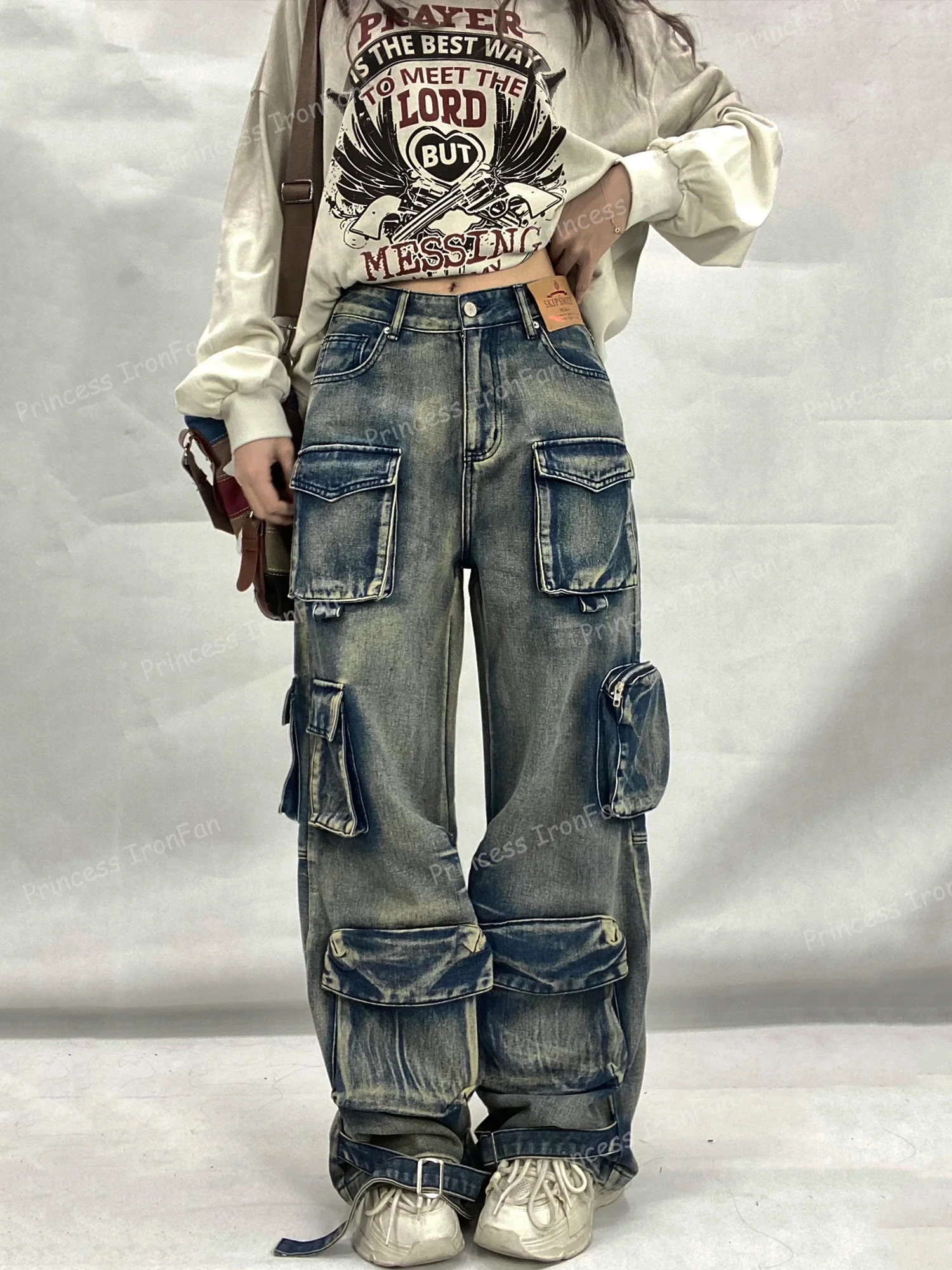 2024 Women Fall y2k 90s Vintage style Baggy Jeans Scene Streetwear Trashy Fashion Pants Grunge Clothes 2000s Japanese Harajuku