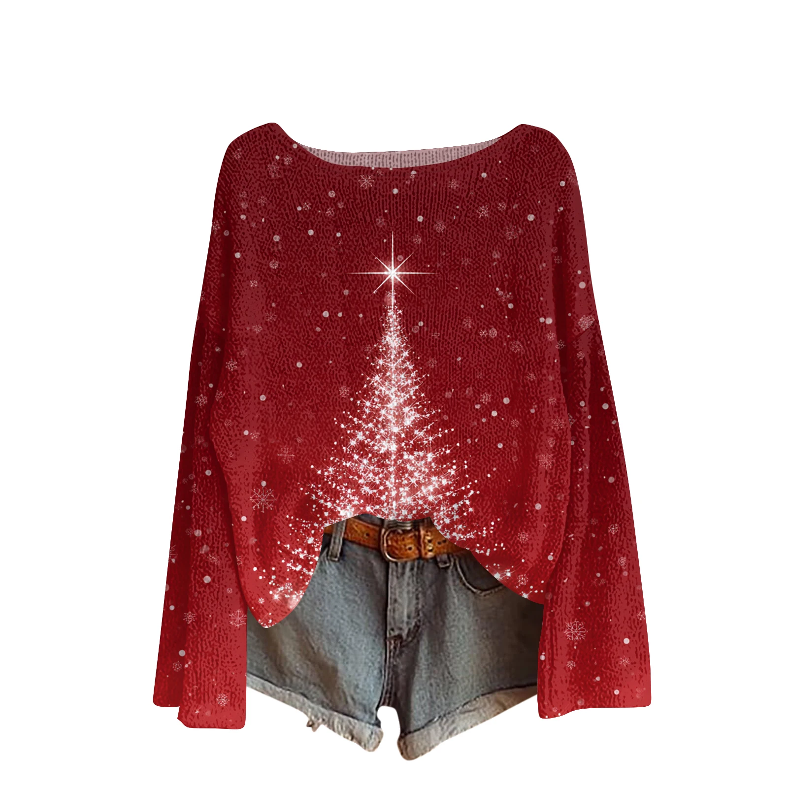 Femmes col rond léger pull décontracté à manches longues noël imprimé tricot pull Pulls Femmes Ropa De Mujer Femme vêtements