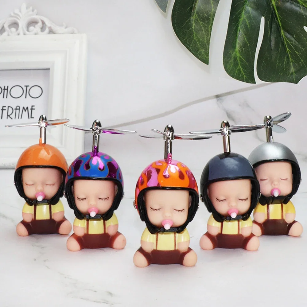 1PC Cute Pacifier Baby Doll with Helmet Funny Baby Room Decoration for Kids Children Helmet Little Doll Mini Toys Car Dashboard