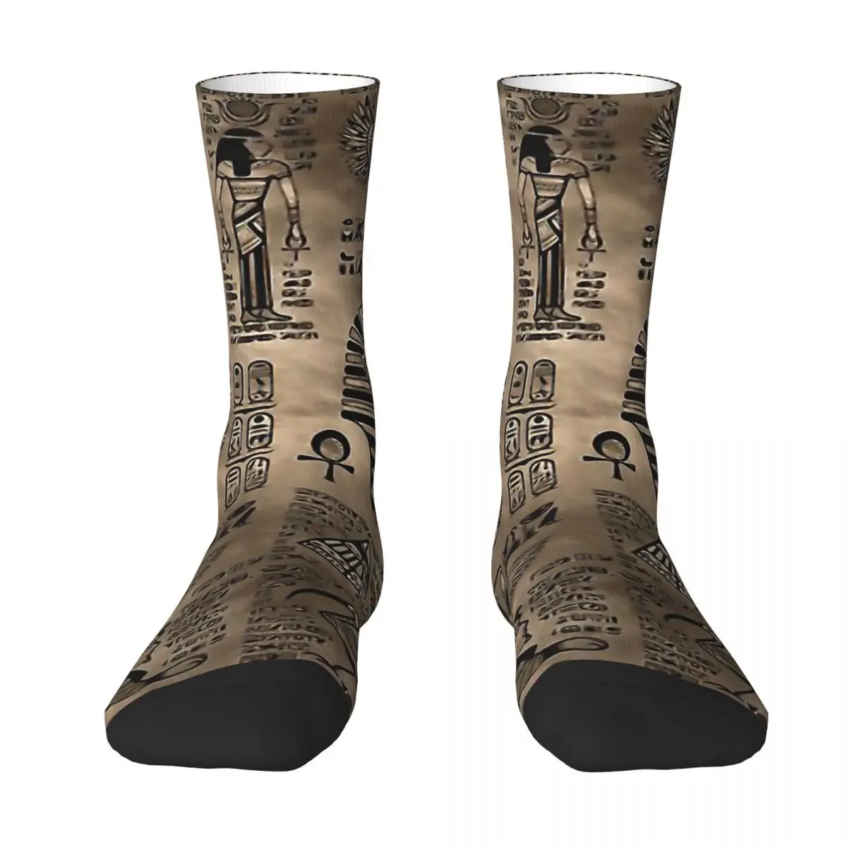 Hieroglyphs And Deities Luxury Gold Egyptian Mythology Socks Gym 3D Print Boy Girls Mid-calf Sock