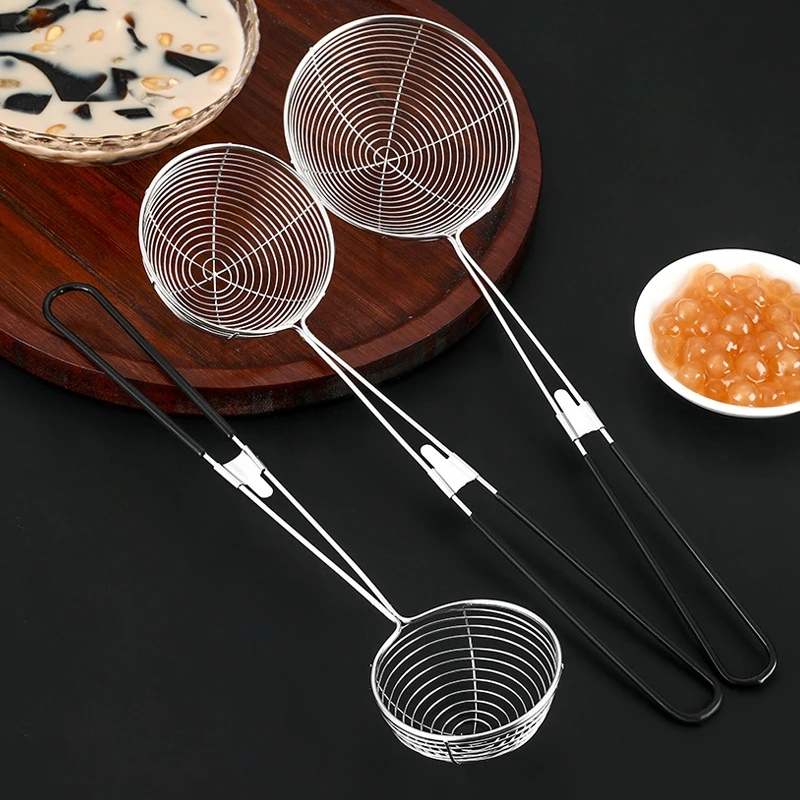 Stainless Steel Colander Sieve Long Handle Skimmer Filter Mesh Oil Pot Food Strainer Hot Pot Noodle Drain Spoon Kitchen Supplies