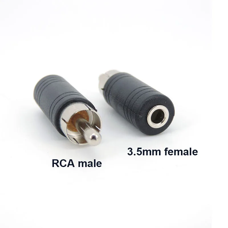 1Pcs RCA Male Plug to 6.35mm 6.5mm to 3.5mm 3Pole Stereo Female Jack Adapter 6.35 3.5 Audio M/F Connector Black L1