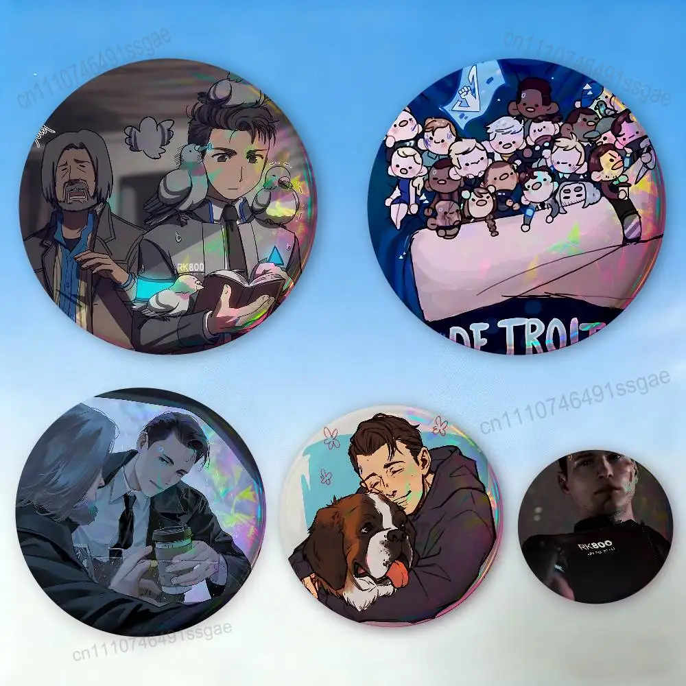 Niedliche D-Detroit Become Human Abzeichen, Cartoon, Kunst, Broschen, Anstecknadeln, Blechrequisiten, Weihnachtsgeschenke, Geburtstagsgeschenke