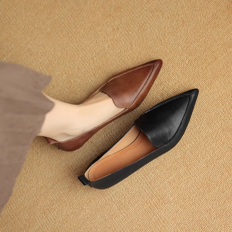 

Retro Flat Bot Single oes Women's Spring Autumn New Pointed Head Soft Bot Sl Mouth Small Leather oes Women