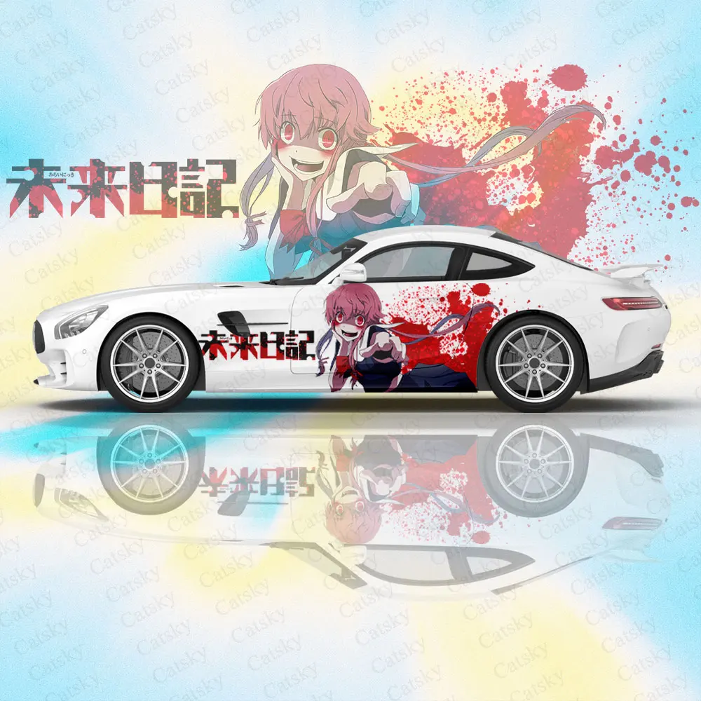 Custom Future Diaryr Yuno Gasai Anime 2pcs Car Sticker for Universal Large Car Decal Car Sticker for Univers Car Sticker Decor