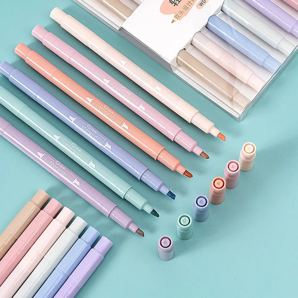 

Toe Oblique Notebook Stationery Supplies Double Headed Highlighters Multicolor Text Marker Pen Fluorescent Pens Color Ink Pens