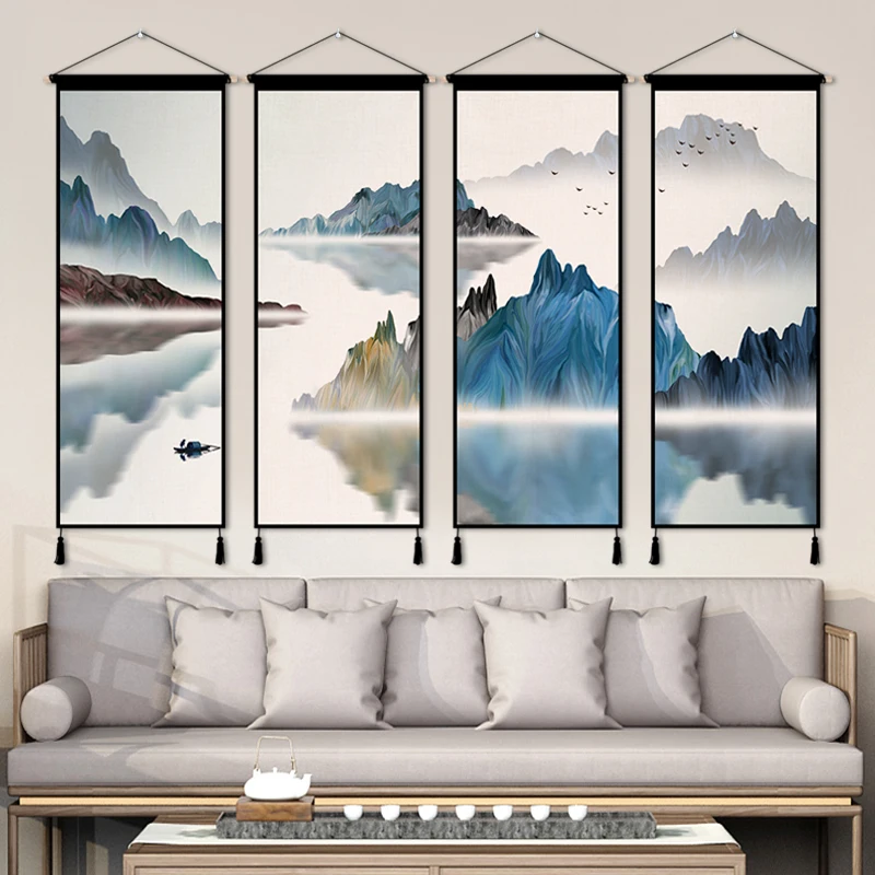 

Zen Landscape Painting Tapestry Decoration Painting Living Room Sofa Background Wall Fabric Hanging Painting Bohemian Home Decor