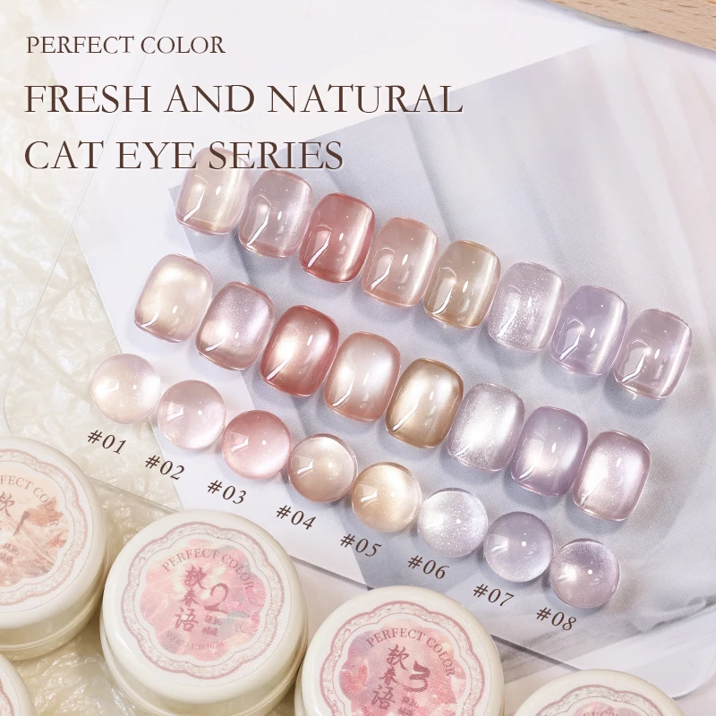 PERPECT COLOR 1 pieza 5g esmalte de Gel de ojo de gato con imán brillo holográfico brillo translúcido Color gelatina esmalte de uñas magnético