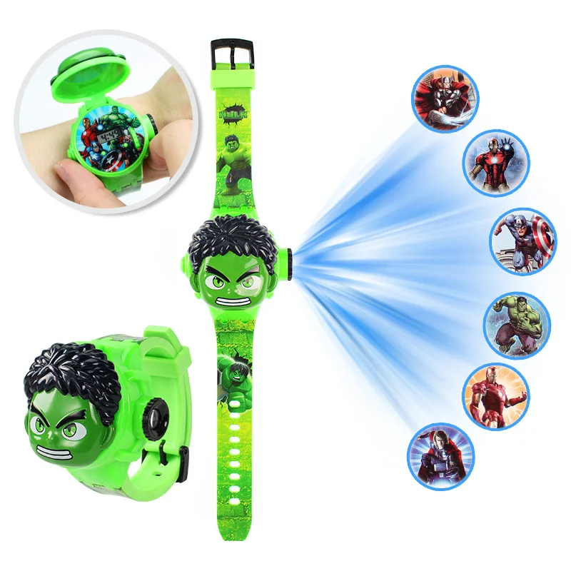 Mode Cartoon Spiderman Projektion Uhr für Kinder Spielzeug Iron man Kapitän Kinder Uhren Student Geschenk Digitale Uhr