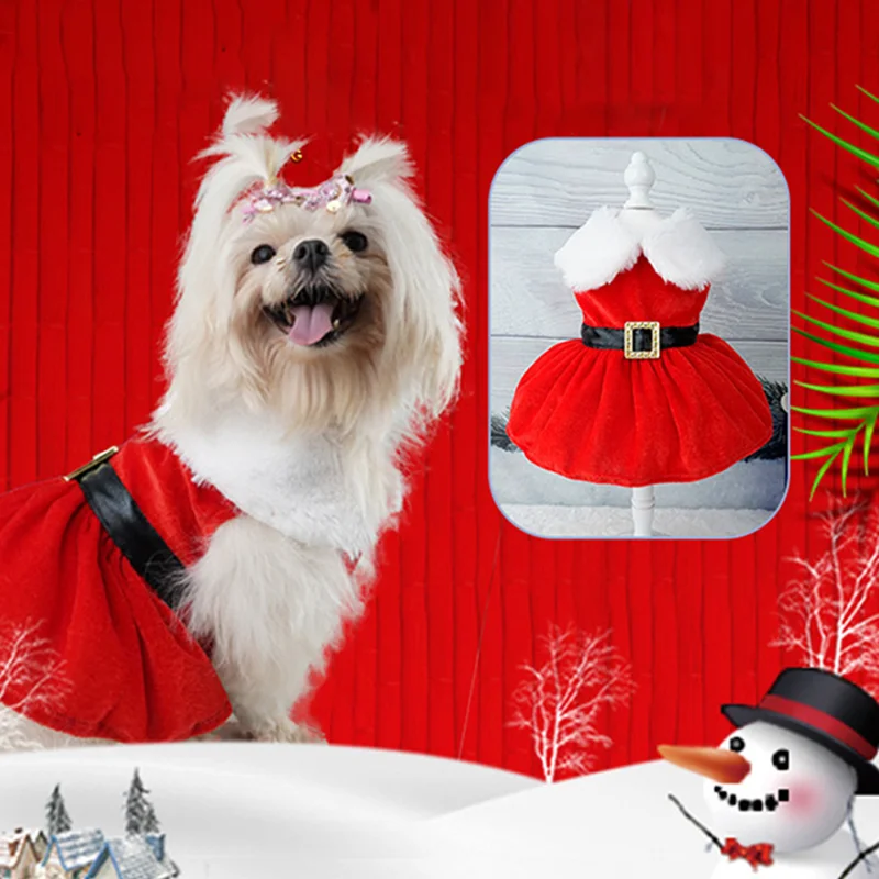 Christmas Princess Dress for Dogs and Cats, Cosplay Clothes, Pet Dog Dress, Fancy Puppy Dress