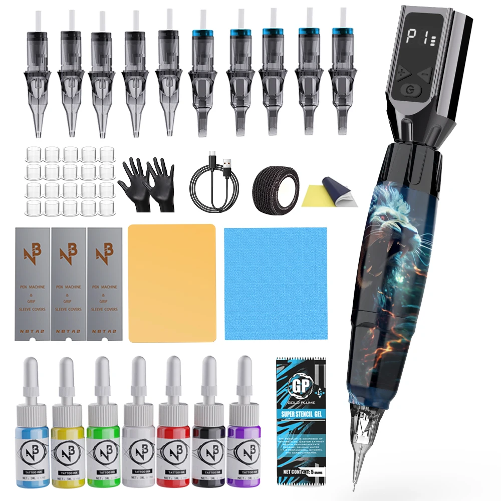 

Goldplume Tattoo Kit Purple Tattoo Pen Set Permanent Makeup Tattoo Machine Set Wireless Tattoo Power Supply Set